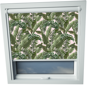 Tropical Leaves Axis 90 Skylight Window Blinds White Frame Detail